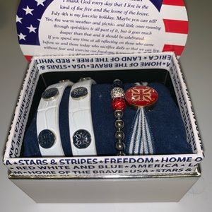 Fourth of July rustic Cuff Bracelet set